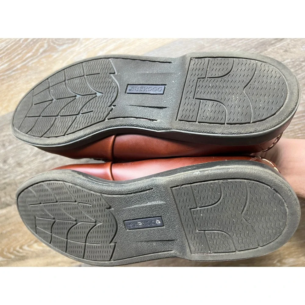 Dockers Mens Brown Leather Boat Shoes Classic Nautical Moc Toe Loafers‎